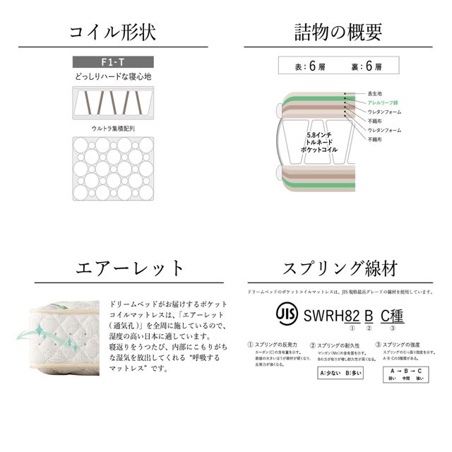 ドリームベッド　ドリーミー212　アレルリーフ　F1P　クイーン2サイズ ドリームベッド ドリーミー212F1T　アレルリーフ