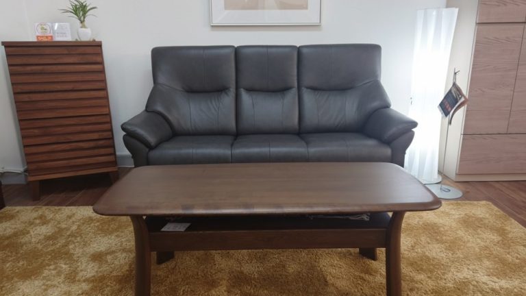 奥行80cm！インターリバックスのウェールズ3Ｓ　コンパクトなハイバック革張りソファを入荷しました！